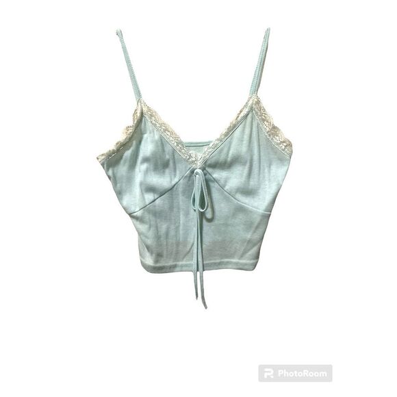 Shein mint green cropped camisole top with lace trim size small - Picture 1 of 6